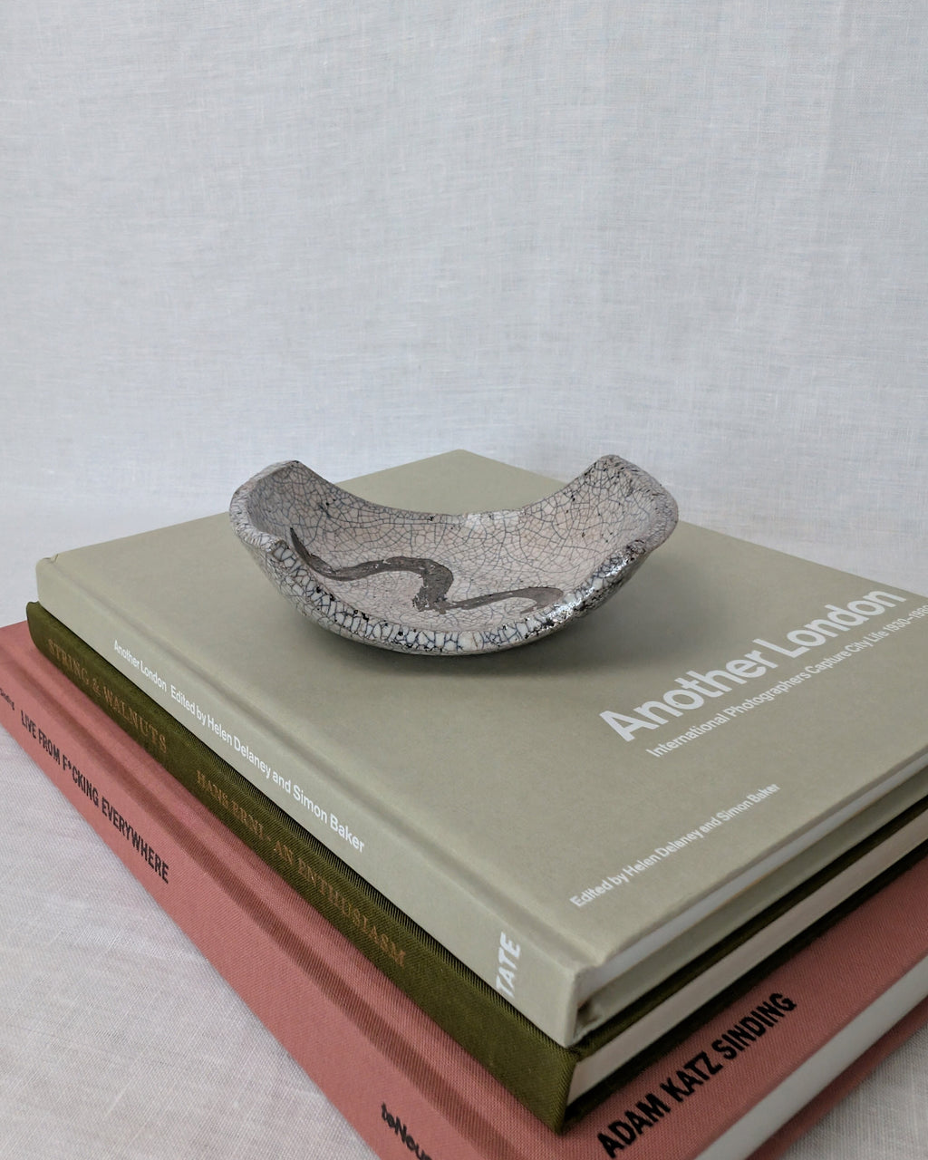 Vintage Raku Monochrome Trinket Dish