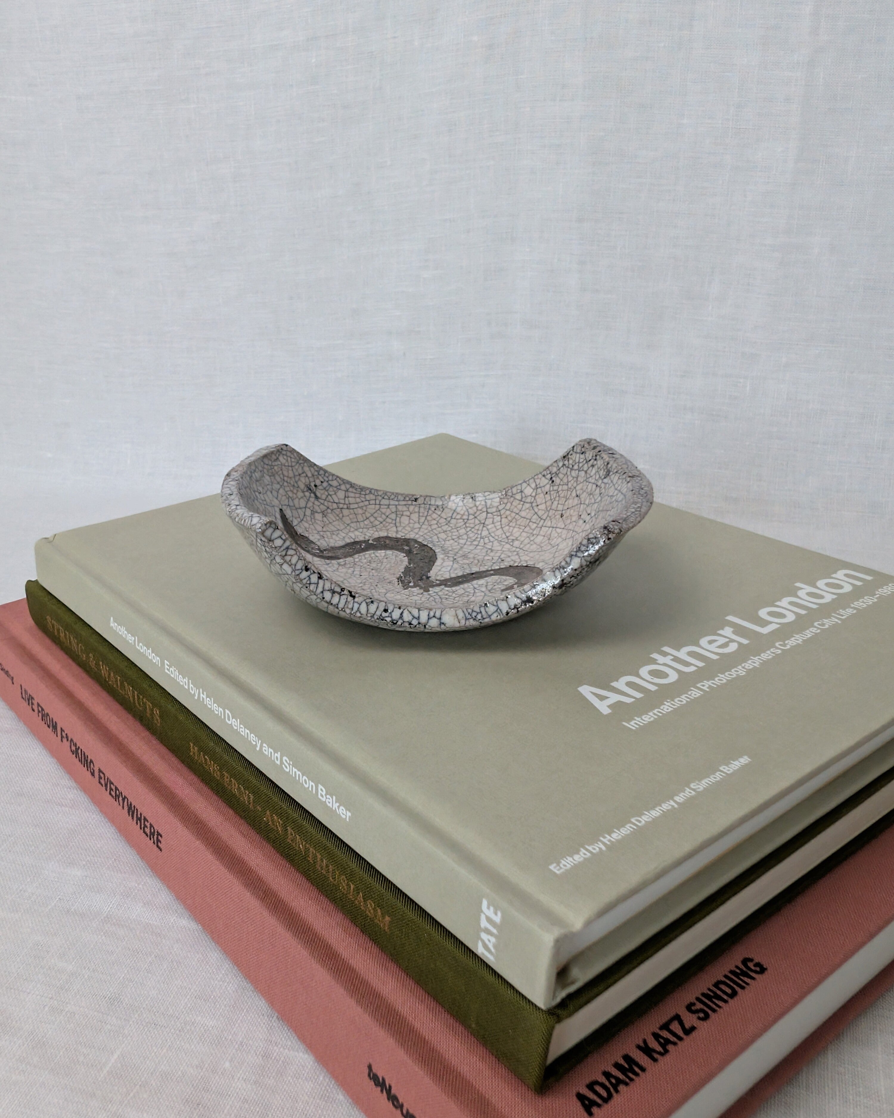 Vintage Raku Monochrome Trinket Dish