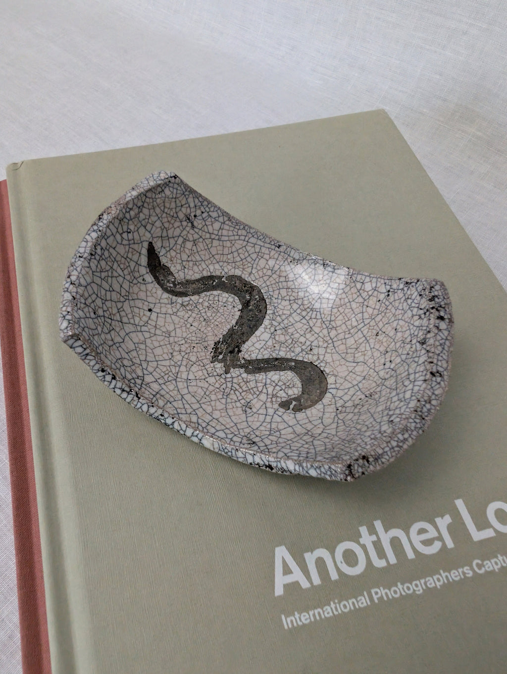 Vintage Raku Monochrome Trinket Dish