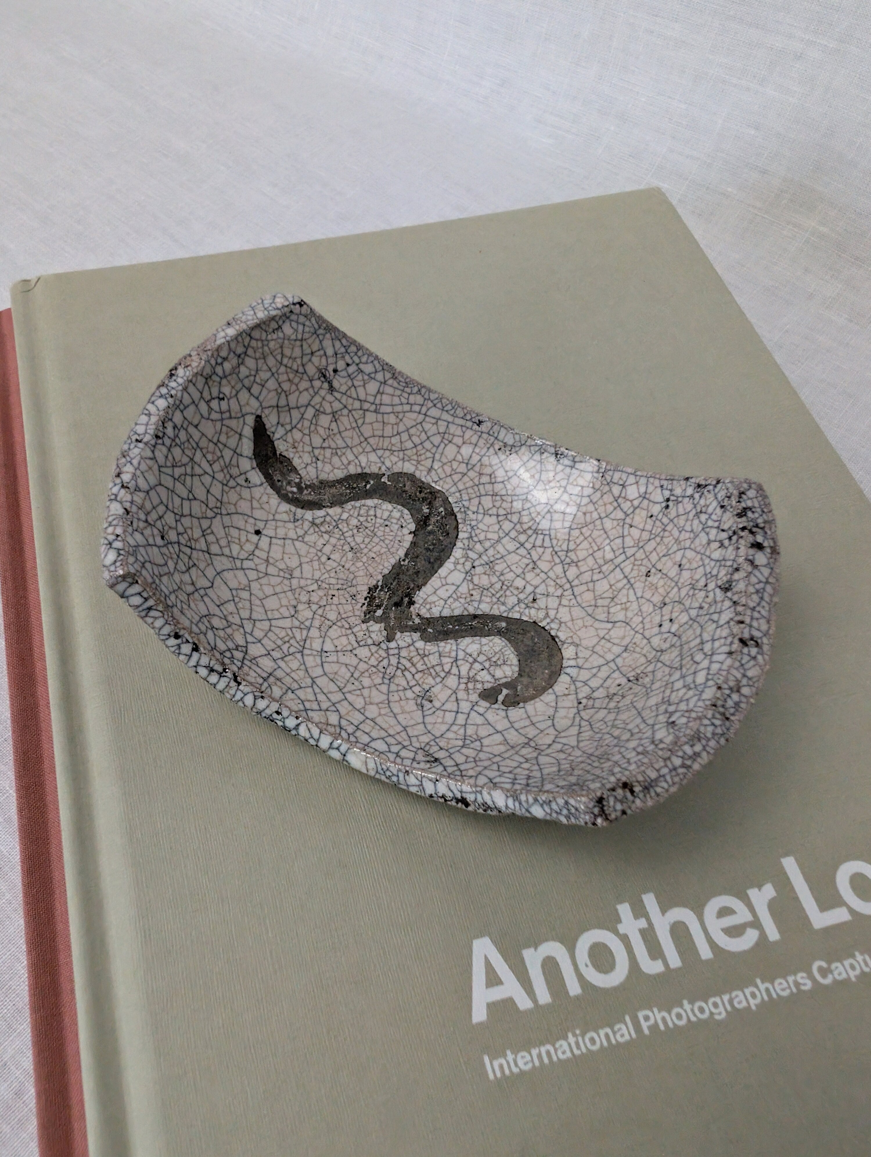 Vintage Raku Monochrome Trinket Dish