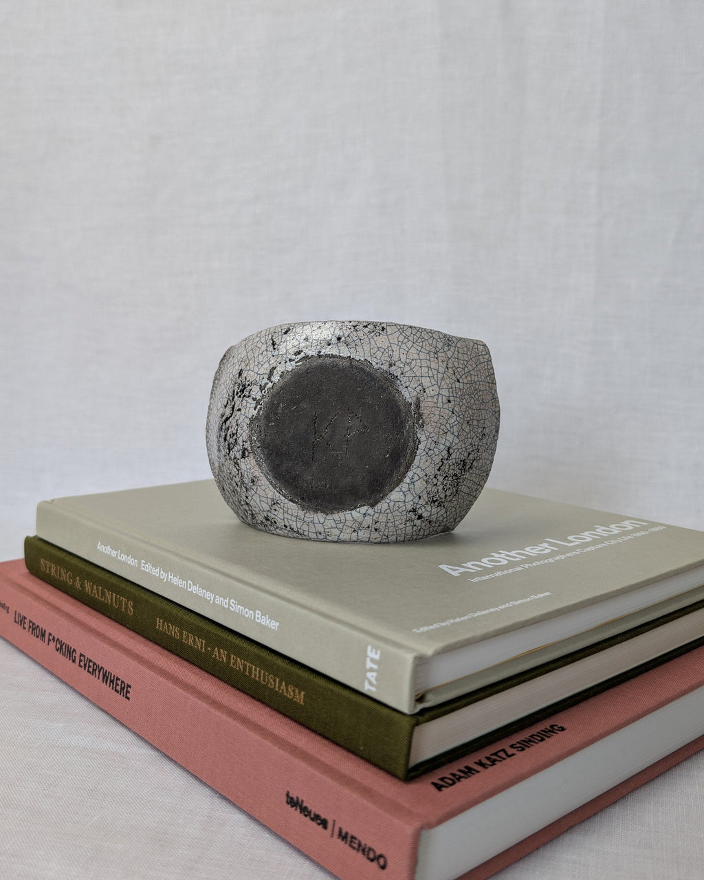 Vintage Raku Monochrome Trinket Dish