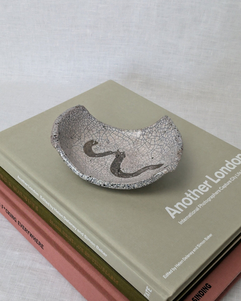 Vintage Raku Monochrome Trinket Dish