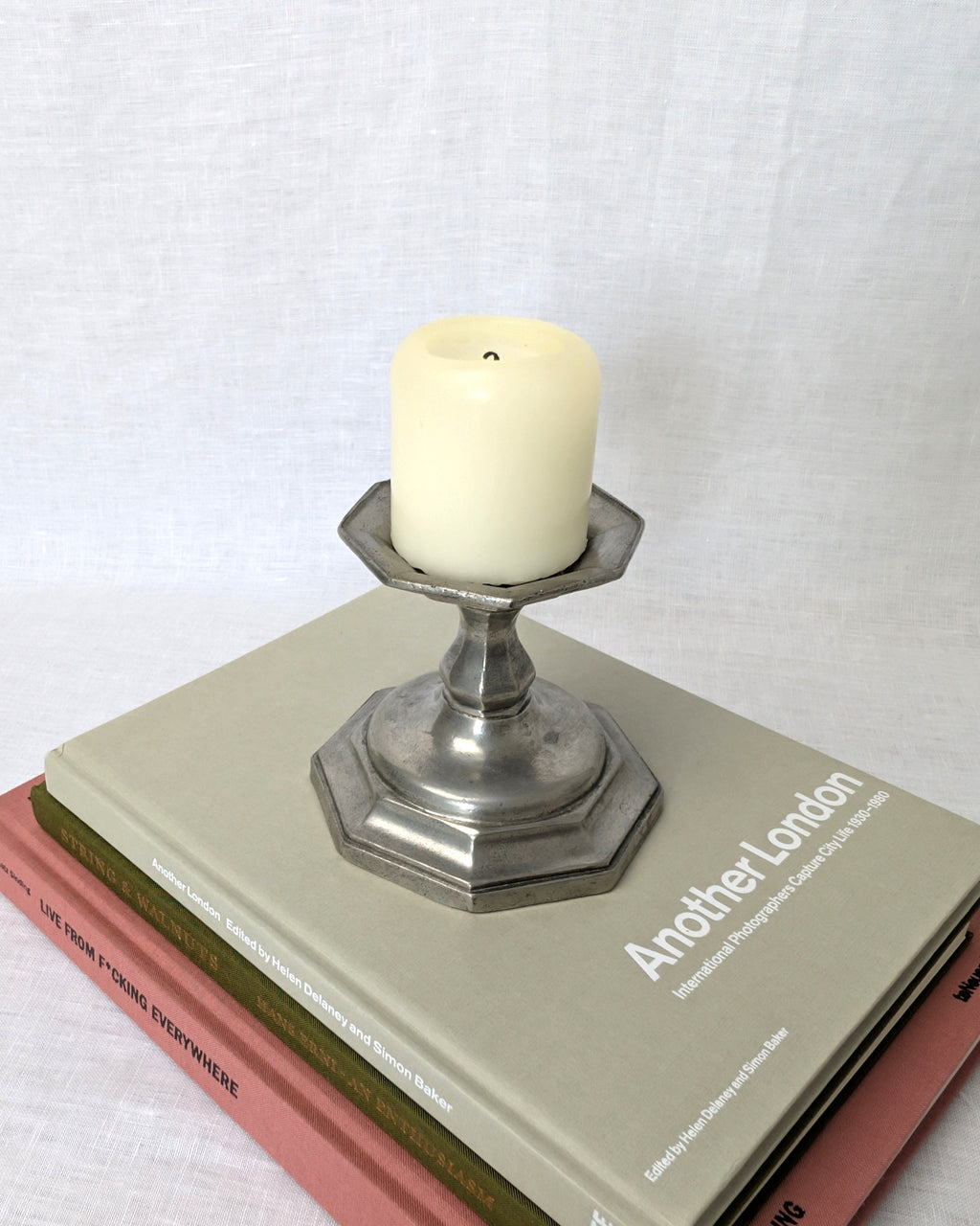 Rustic Antique Pewter Candle Holder