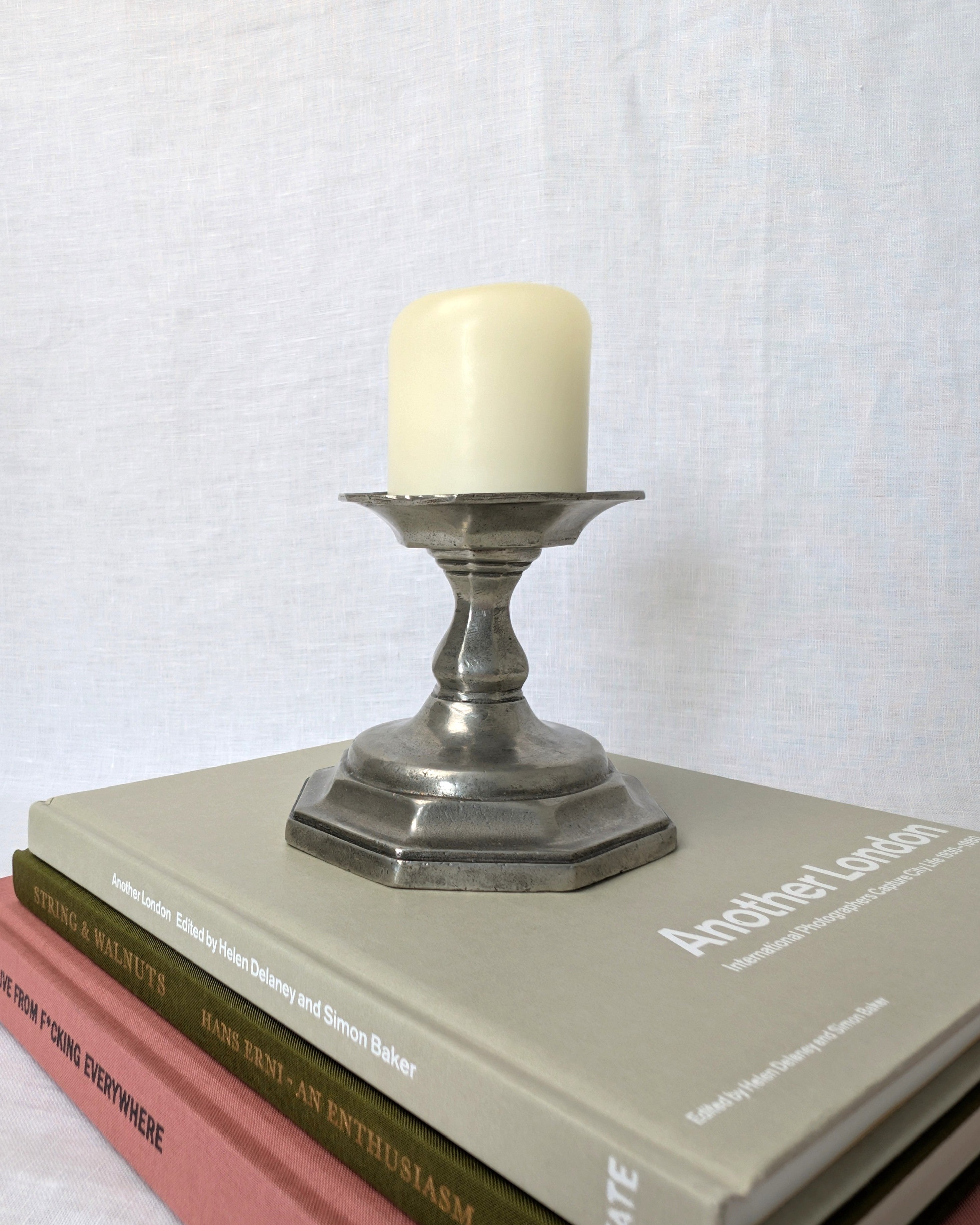 Rustic Antique Pewter Candle Holder