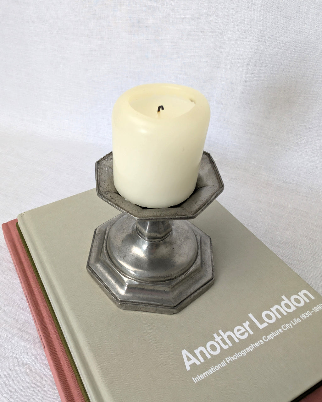 Rustic Antique Pewter Candle Holder