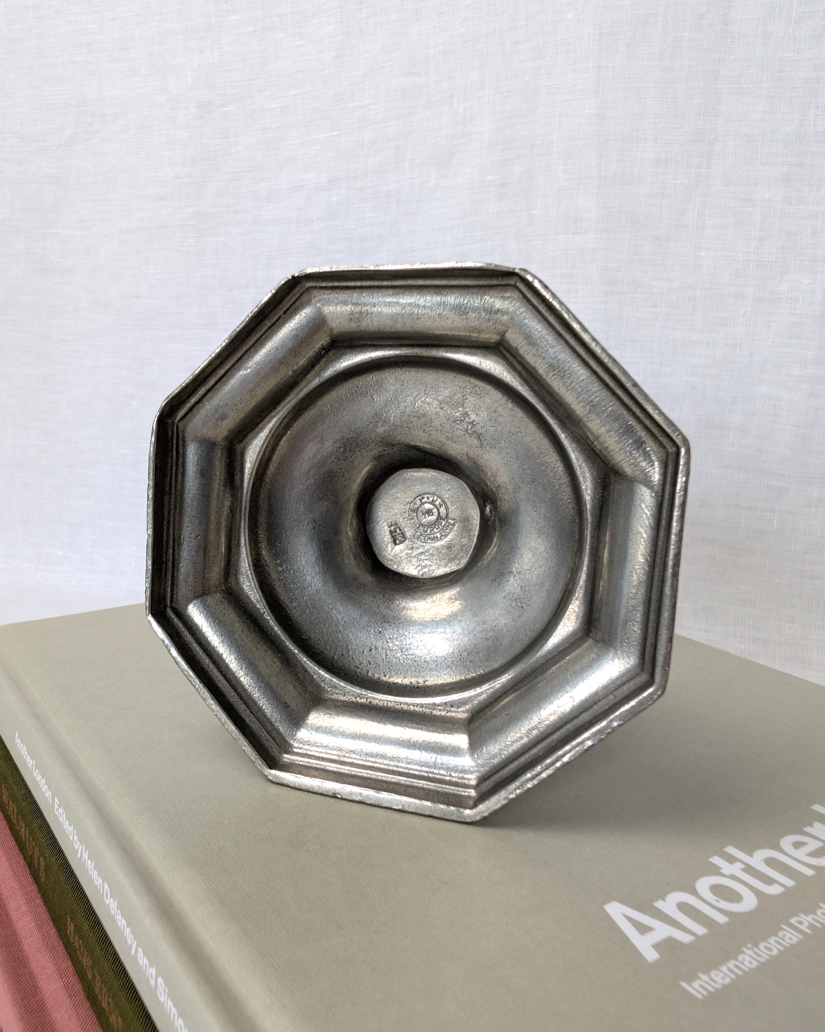 Rustic Antique Pewter Candle Holder