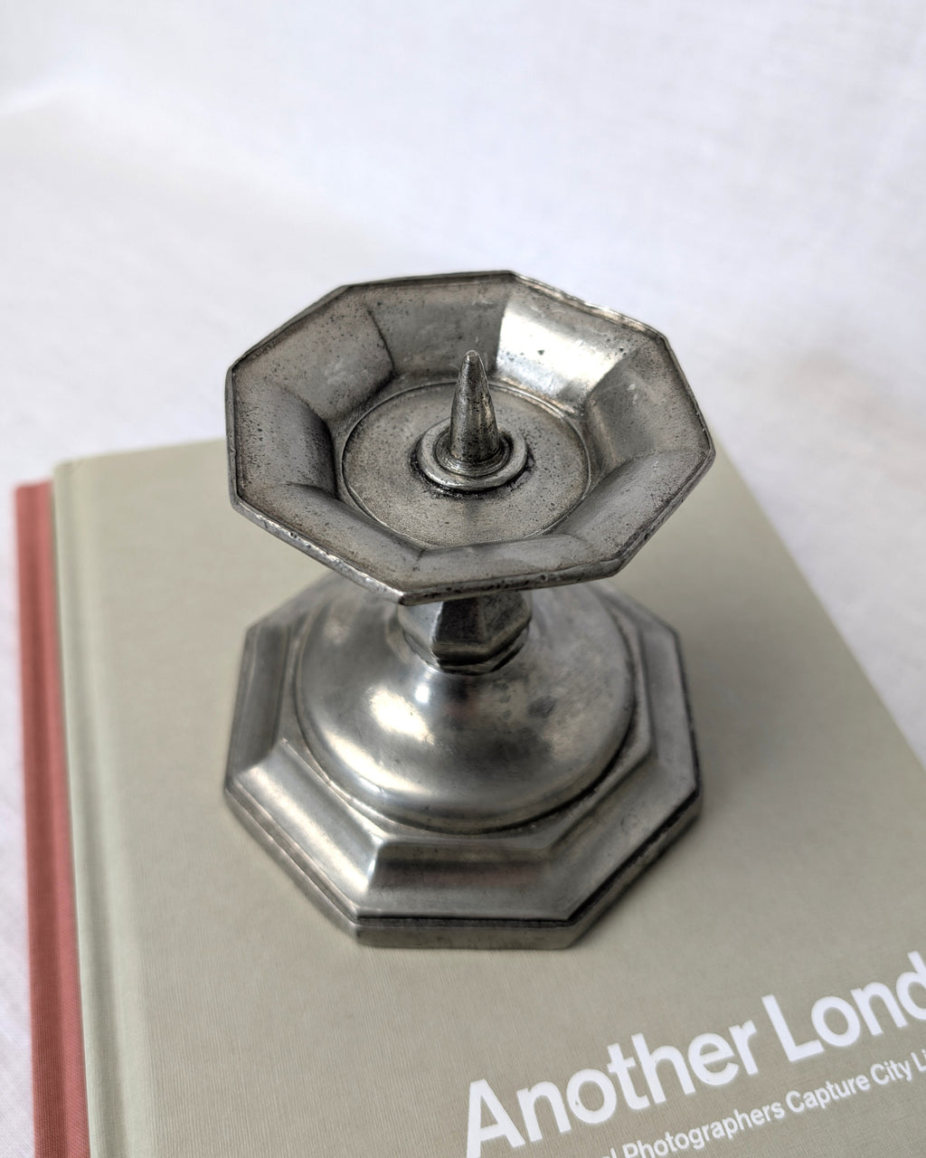 Rustic Antique Pewter Candle Holder