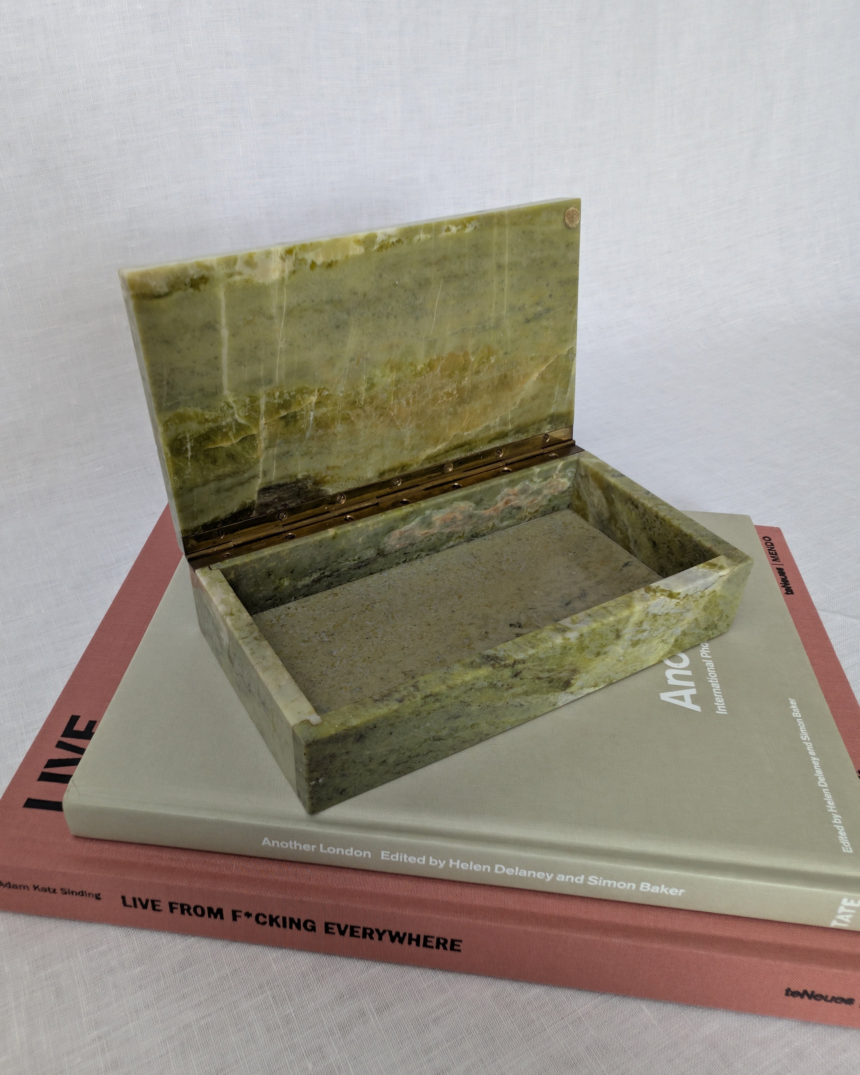 Antique Henry Griffith & Sons Green Marble Trinket Box