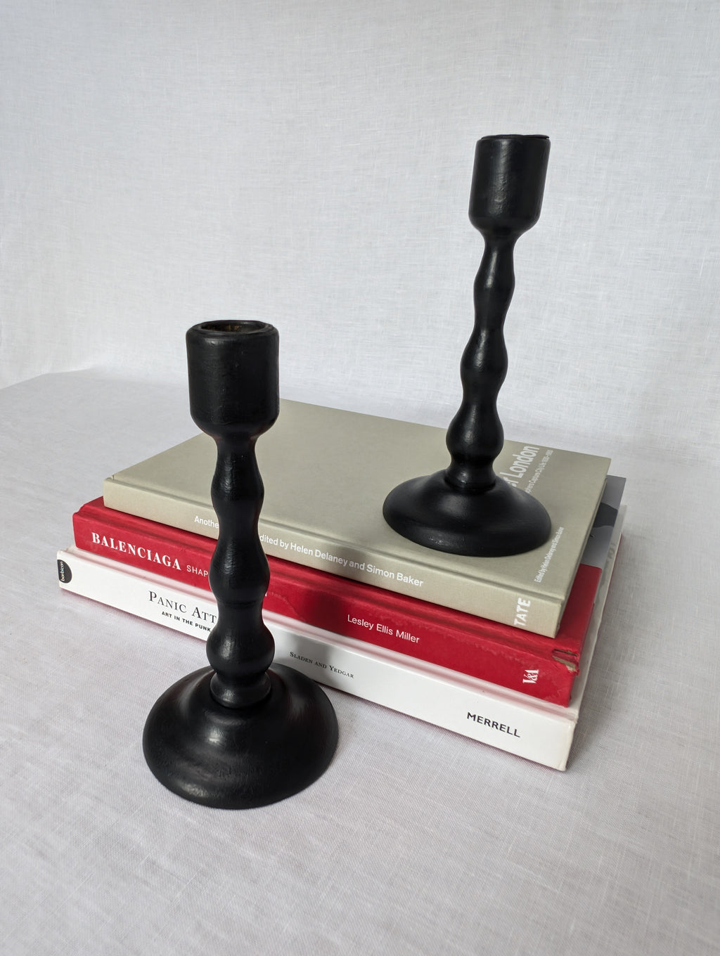 Vintage Oak Bobbin Candle Holders