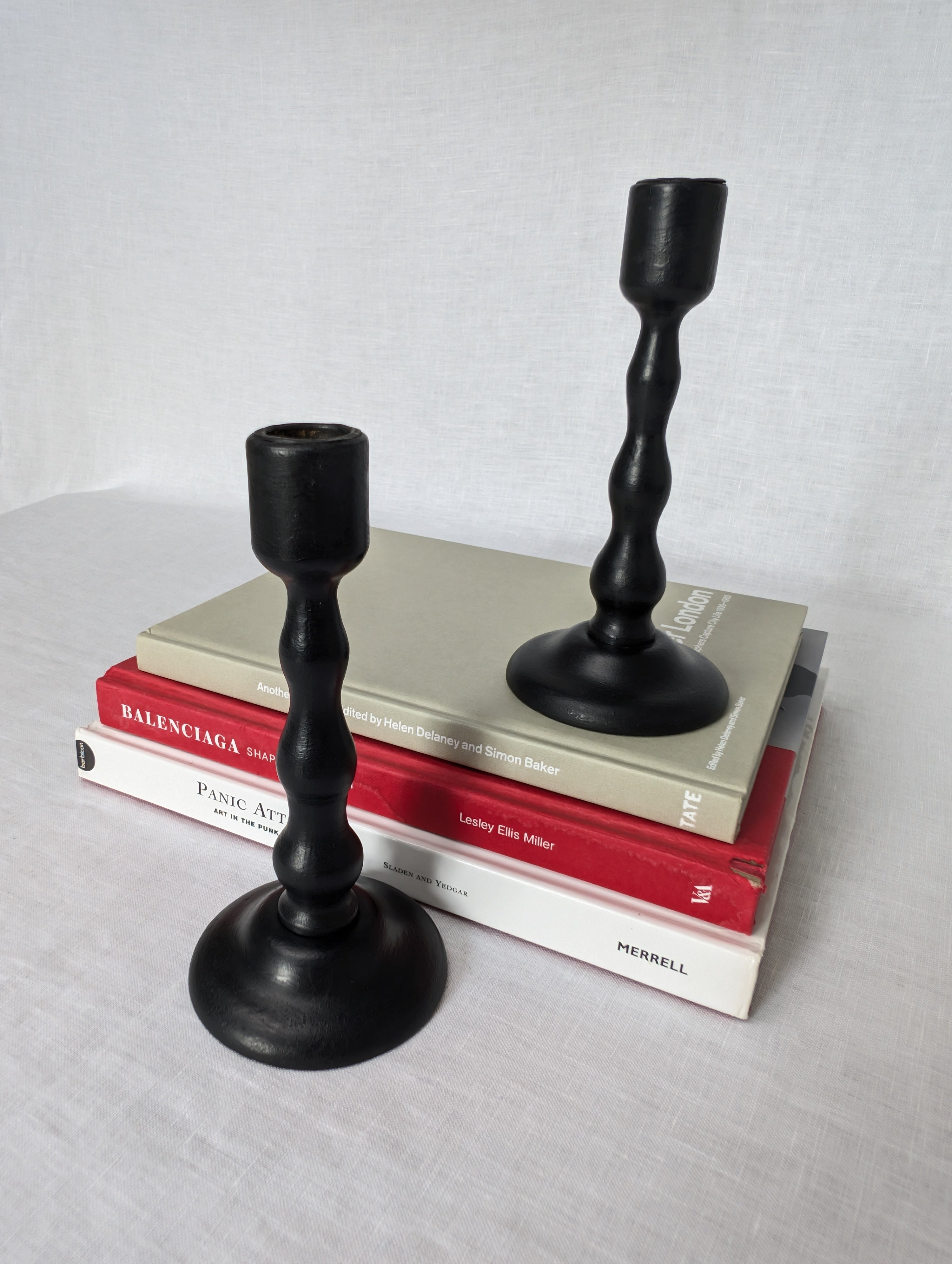 Vintage Oak Bobbin Candle Holders